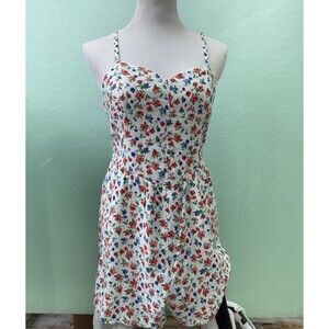 Old Navy Cami Romper M Women’s Floral Print Smocked Pockets Shorts linen V Neck